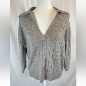 H&M Fine Knit Sweater Polo Shirt Top 3/4 Sleeve Woman’s Size XS Classic RELAXED